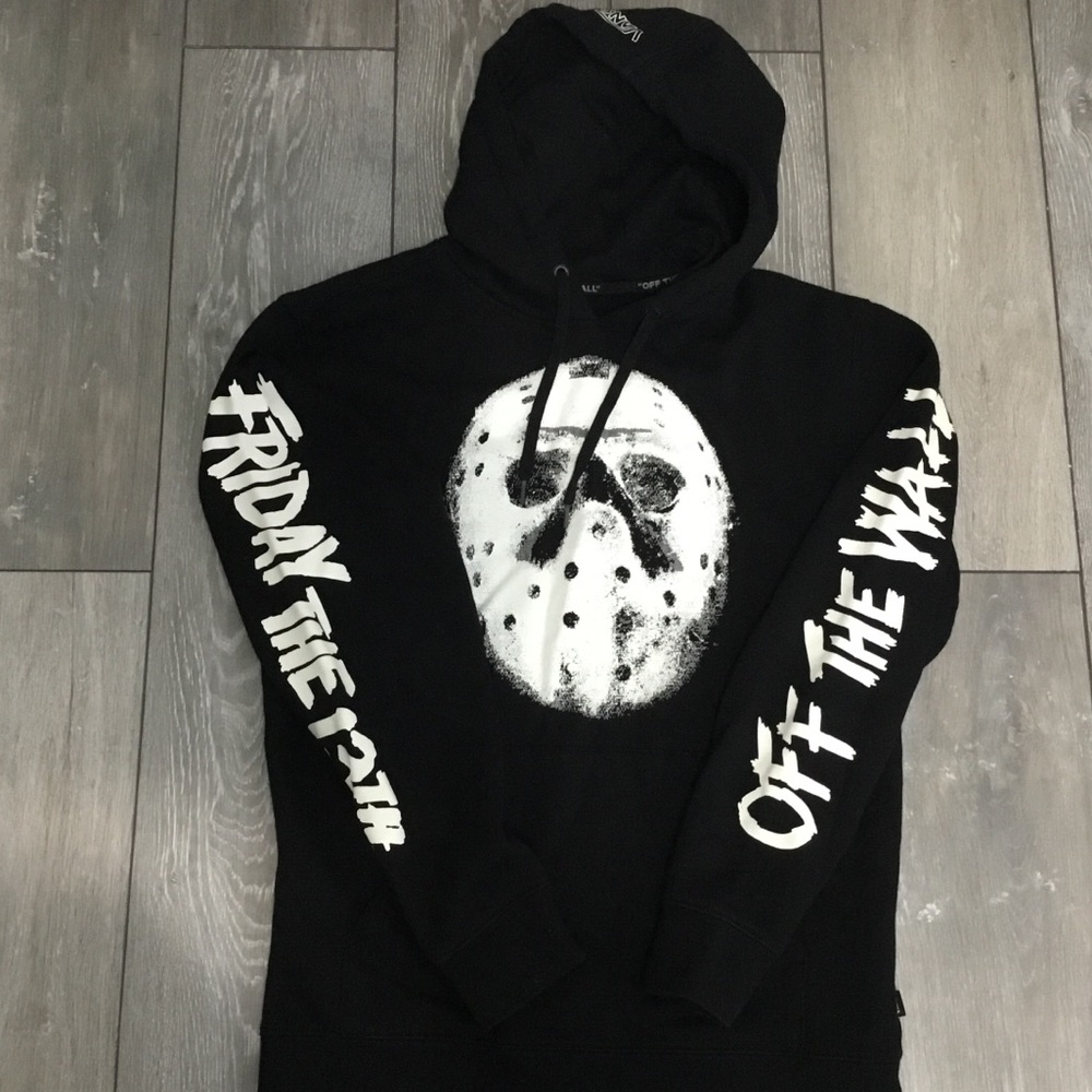 VANS OFF THE WALL FRIDAY THE 13th Glow in the Dark Jason Mask Hoodie S